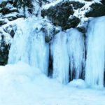 Highlights einer Schneeschuhwanderung - Wasserfall
